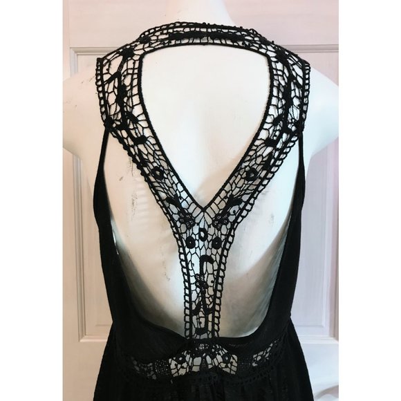 En Creme Black Crochet dress | Medium | Cover Up | Crochet Lace & Semi Sheer EUC - Picture 8 of 14